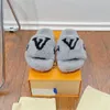 Designer Sandal wool fur slippers womens sandals ladies fashion fluffy fuzzy slippers winter indoor office casual sandales with box size 35-42