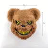 Masques de fête Cosplay LED Glowing Masque Halloween Horreur Masque en peluche Masque d'ours sanglant Masque de festival décoratif Masque d'ours sanglant 230823