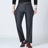 Autumn Winter New Men's Slim Casual Pants Fashion Business Stretch Thicken Byxor Män varumärke solid pant Black Navy Man Big Sizelf20230824.