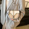 Fashion Contrast Color Small Round Bag Saddle Bag 2023 Autumn New Style Versatile Women's One Shoulder Crossbody Bag