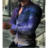 Casual shirts voor heren S-4XL Hoogwaardige Mode Men Hirted Shirt Designer Starry Sky Print Lange Mouw Tops Clothing Cardigan