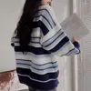 Kadın Sweaters Sonbahar Kış Çizgili Kızarmış Hamur Twistler Örme Süveter Uzun Kollu Örgü Retro Tembel Gevşek Üst