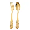 Zestawy naczyń obiadowych Zestaw sztućców ze stali nierdzewnej Złota Royal Tea Spoon Forks Knoves Kitchen Western Dinner Silverware Prezent naczyń stołowych