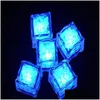 Party Decoration Led Ice Cubes Bar Flash Changing Crystal Cube Water-Actived Light-Up 7 Color For Romantic Wedding Xmas Gift Drop De Dh3Tq