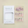 False Nails Wearable Manicure French Fake Square Head Middle Length T-shape Nail Tips Full Cover Flame Ballerina Girl