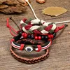 Bangle JessingsHow Boho Meerlagige lager lederen armband set oog charmes armbanden voor man etnische sieraden punk wrap polsbandje