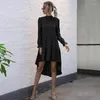 Casual Dresses 2024 A Women's Maxi Summer Spring Split Long Dress Fashion Boho Lrregular Half High Collar Beach Sundress