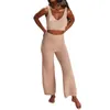 Women's Sleepwear Women S Cozy Two Piece Pajama Set Sleeveless V-Neck Knit Tank Top And Pants Loungewear Ensemble