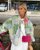 Women's Jackets Fashion Floral Patchwork Cotton Woman Loose Stand Collar Cardigan 2023 Autumn Elegant Female Outerwear Chic Warm Tops 230823