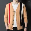 Men's Sweaters Winter 2023 Autumn Knitted Sweater Fashion Single Breasted Business Casual Classic Khaki V-Neck Cardigan