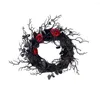 Flores decorativas de galhos pretos grinaldas assustadoras de halloween ramo de ramo de garland realista florista flor para a parede suspensa de porta
