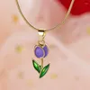 Collane a sospensione Elegante collana fiore di tulipano per donne Fiodi Aestetici Fiori estetici Clavicle Charine