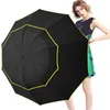 Ombrellas 130 cm di grandi dimensioni a doppio strato ombrello Donne pioggia Portproof pieghevole Parasolo da golf all'aperto per uomini affari