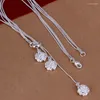 Collane a ciondolo Silver Silver Exquisite Noble Luxury Gorgeous Fashion Charms Flower Wedding Women Collana rosa da 18 pollici gioielli