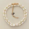 Kedjor White Shell Bamboo pärlstav halsband rostfritt stål för kvinnor vintage handgjorda eleganta smycken sommarstrand