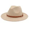 Fedoras Women Men Wool Top Hat Small Belt Accessories British Felt Cap Western Fashion Big Brim Sun Protection Panama Hat