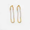 Stud Earrings South Korea's 18K Gold-Plated Double U-Shaped Zircon Chain High-Quality Stainless Steel Holiday Jewelry Girls Gift