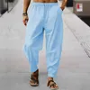 Pantalon homme 15 couleurs à rayures en coton et lin Y2K couleur unie décontracté ample lin Streetwear pantalon S-3XL nouveau printemps automne pantalonLF20230824.