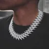 Choker Hiphop Spiked Cuban Link Chain 30mm Bredd Triple Raw 5a Cubic Zirconia asfalterade Iced Out Bling CZ Tunga Mens Boy Necklace