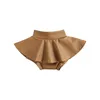 شورت Rteyno Toddler Baby Girls Faux Leather Leather Skirt مرونة مرنة خصر صلبة ألوان مصنعة مصغرة الأطفال culottes