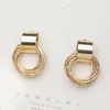 2024 Retro Metallic Gold Color Multiple Small Circle Pendant Earrings New Jewelry Fashion Wedding Party Stud Earrings For Woman Wholesale