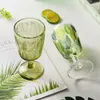 Copos de vinho estilo francês copo antigo folhas frescas cálice em relevo vintage suco verde xícara bar ktv cocktail whisky xícaras caneca