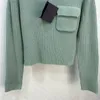 23 FW Women Sweaters Knits Designer Tops With Pocket Runway Brand Designer Crop Top Cashmere Blend Shirt High End Casual Elasticity Pullover Outwear Knitwear Jumper