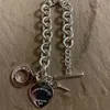 Braccialetti con ciondoli Stile classico Logo originale Marchio S925 Argento Bracciale donna Toggle Chiave del cuore Tag Pulseira Gioielleria raffinata Gift270v