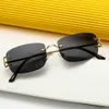 Sunglasses Small N Rimless Fashion Frameless Rectangle Tinted Lens Eyewear 90s Glasses for Women Men 230824