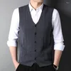 Mäns västar Autumn Pure Woolen Sweater Vest Sticked Cardigan Suit Korean Style Wool Slim Fit Waistcoat