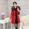 Women's Leather Zipper Oversize Solid Jacket Women Full Sleeves Detachable Faux Fur Collar Slim Mid-length Cotton Padded Winter Coat