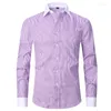 Koszule sukien męskich wiosna i letnia francuska koszula biznesowa Nie żelaza formalne długie rękawy, w paski w paski swobodny top
