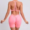 Ensembles actifs Ensemble de yoga sans couture pour femmes Soutien-gorge antichoc et sexy Short de fitness taille haute 2 pièces Push Up Vêtements de sport de course à séchage rapide