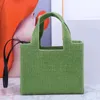 Straw Woven Shopping Bag Large Capacity Shoulder Vegetable Basket Letter Embroidery Double Grip Adjusting Strap Zipper Inner Pocket Leisure Bags