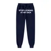 Herenbroeken Joggingbroek heren dames lopers stop met kijken naar mijn lul joggingbroek hiphop print hoge taille streetwear hippie 230824