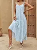 Casual Dresses Women s tryckta ärmlös klänning Bind Summer Flower Party Loose Length Beach Street Clothing