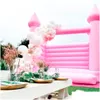 Uppblåsbara studsare Playhouse Swings Pink Bouncy Castle White Wedding Bounce House Combo Jumper Moon Bouncer för Party Time Drop de Dhjia