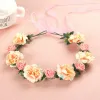 6 Colors Adult Kids Irregular Faux Rose Flower Headpieces Girls Bridal Wedding Gradient Colored Wreath Crown Mesh HeadpieceZZ