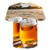 Men's T Shirts Men Casual 3D Printing Beer T-shirt Personalized Short Sleeve Shirt Mens Summer Beach Vacation Tops Oversized Custom