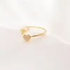 Femme amour anneaux belle 24 k CT fin or massif GF CZ pierres anneau taille réglable ouverture-anneau mignon en forme de coeur bijoux237K