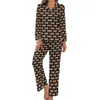 Dames slaapkleding cartoon hondenprint pyjama's lange mouw schattig dier 2-delige slaapset herfst vrouw Vrouw v nek kawaii