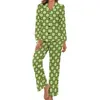 Women's Sleepwear Blue Daisy Floral Pajamas Autumn 2 Pieces Flowers Print Warm Pajama Sets Female Long Sleeve V Neck Aesthetic Graphic