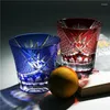 Glasses Wine Glasses Orchid Edo Kiriko Japanese Old Fashion Whiskey Cup Wooden Gift Box Crystal Glass Wineglass Hand Engraving Whisky Tumb