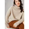 Suéteres de mujer de punto de lana para mujer, jerseys de invierno con cuello simulado, suaves y cálidos, jerseys de lana Merino puro para mujer