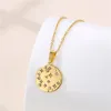 Pendentif Colliers Bijoux de mode Titane Acier Collier rond 18K Plaqué or pour femmes Cadeaux de fête d'anniversaire TGN036