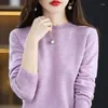 Kvinnors tröjor Pure Wool Cashmere Sweater O-Neck Pullover Casual Knit Top Autumn and Winter Coat Korean Fashion