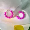 Orecchini a cerchio fatti a mano imitazione perle perle per donne Boho Fashion Summer Geometric Round Circle Jewelry