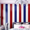 Tapeten Wallyu Europäischer und amerikanischer Stil reines Papier Retro Boy Schlafzimmer Zimmer Roter Blue vertikale Streifen Britische Wind Tapete