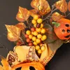 Dekorative Blumen Kranz Fall Kränze für Haustür Herbst mit Kürbissen Blätter Beeren Halloween Holiday Requisite