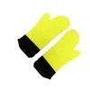 Disposable Gloves 1 Pair Silicone Oven Mitts Quilted Cotton Lining Non-slip Microwave Heat Insulation